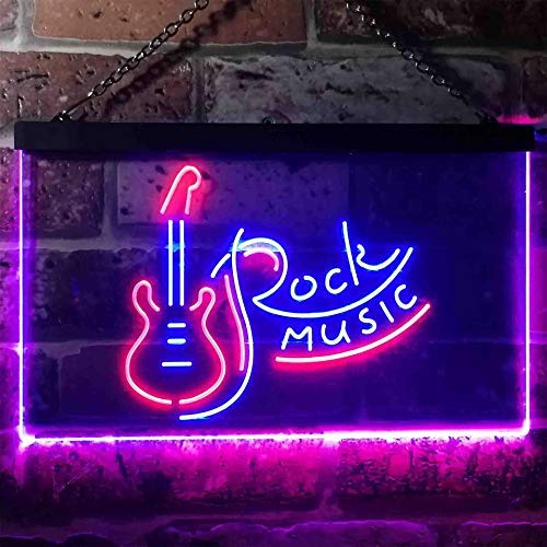 Guitar Rock Music Dual LED Neon Light Sign